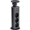 Fhuller Torretta Elettrica a Scomparsa con 3 Prese Schuko 10/16A, 2 USB, Cavo 1,8m, Alluminio e Coperchio Inox Satinato - Design Moderno, Installazione Flessibile, 3500W Max (Nera)