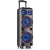 NGS WILD DUB 1 - Altoparlante Portatile 300W Compatibile con la Tecnologia Bluetooth e True Wireless Stereo, Doppio subwoofer 8 + Doppio Tweeter 3 (Micro SD/USB/AUX IN/), Ruote, Colore nero