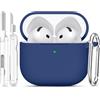 Joremx Custodia in Silicone Unica per AirPods 4 (Blu Scuro)