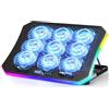 KeiBn Pad di raffreddamento per laptop da gioco aggiornato con 9 ventole RGB silenziose, tappetino di raffreddamento per laptop da 15,6-17,3 pollici con 7 supporti di altezza, 2 porte USB, supporto