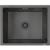 ANW HOME Lavello Cucina 1 Vasca Lavandino Cucina 1 Vasca Acciaio Inox 304 da Incasso o Sottotop 49x44 cm Nero, Rivestimento Nano, Spessore 3,0/1 mm, Profondità 22 cm, con Sifone
