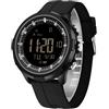 Forrader Orologio digitale da uomo, impermeabile, militare, per sport all'aria aperta, fitness, con conteggio calorie, cronometro, sveglia, Tutto nero