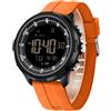 Forrader Orologio digitale da uomo, impermeabile, militare, per sport all'aria aperta, fitness, con conteggio calorie, cronometro, sveglia, Nero arancione