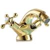 Generic Vintage Bidet Rubinetto G1 2 con Maniglie in Ceramica Miscelatore Acqua Ottone Foro Singolo Deck Mounted Rubinetto Bagno (Oro) Stile Antico Design a Doppia Leva