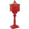 vidaXL Cassetta Postale Verticale con porta Rosso 42,5 x 29,5 x 117 cm, Giardino e Terrazza, Cassetta Postale Vintage, Alluminio Impermeabile, Decorazione Esterna, Sicura per la Posta