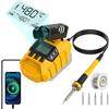 SWTHM Stazione di saldatura a batteria per batterie DEWALT da 18 V/20 V, set di saldatura da 60 W con display digitale, regolazione della temperatura da 200 a 480 °C, riscaldamento rapido, 5 punte di