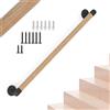 NArra Ringhiera per scale rotonda in legno da 3FT/90cm, ringhiera per scale interne, ringhiera per scale a montaggio a parete con supporto, corridoio antiscivolo, loft, guardrail, ringhiera di sicurezza per