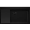 PRIMAGRAN Lavello Angolare Tutto Nero 88x50cm, Lavandino in Granito a 1 vasca + Set di accessori, Lavabo da Cucina Incasso al Mobile 90cm - Oslo 90 Top S739