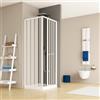 OGOMONDO Box Doccia Angolare a Soffietto in PVC Carmen AC, 185 cm, Bianco, Apertura Centrale, 2 Ante Pieghevoli con Chiusura Magnetica (Bianco, 70x70 cm)