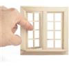 Odoria Casa delle Bambole Finestra Apertura: 1/12 Scala Miniatura Struttura Finestra Quadrato 16 Griglie Mobili Legno non Verniciato - Mini Elemento Costruzione Modello DIY per Negozio Diorama