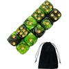 JUKOTA 10 PCS Dadi,16mm D6 Dado Acrilici,Dadi Verde-Nero con Borsa di Stoffa,per Giochi da Tavolo,Ruolo,Tavolo,Lezioni di Matematica
