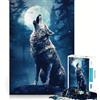 VFxdfhE Lupo che ulula alla luna - Puzzle da 1000 pezzi - Gioco di allenamento mentale - Incastro perfetto,senza spazi vuoti - Sfida interattiva per la mente a casa (38x26cm)