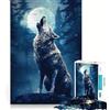 VFxdfhE Lupo che ulula alla luna - Puzzle per adolescenti da 1000 pezzi,gioco di memoria divertente,componenti robusti e ben rifiniti,portatile,ideale per i viaggi (50x75cm)