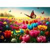 HUADADA Puzzle da 1000 Pezzi per Adulti - Gioco di Abilità per Tutta la Famiglia Con Fiori Colorati e Farfalle - Decorazione per la Casa