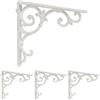 Relaxdays Set 4 Reggimensola da Muro, Staffe per Mensole, HLP: 24,5x4x24,5 cm, Supporti Angolari Ripiani Vintage, Bianco