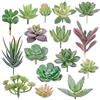 Augshy Piante grasse artificiali, confezione da 16 piante grasse finte, piccole piante grasse finte, senza vaso, per paesaggi di loto, decorazione decorativa per giardino, verde