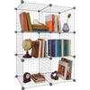 Relaxdays scaffale modulare a cubi, griglia in Metallo, 6 cubi, HxLxP: 110x75x37cm, Argento
