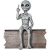 John Bernard & Company Statua aliena maleducata Flipping The Bird H 25,4 cm H statuetta extraterrestre divertente decorazione per casa o giardino (Alien grigio)