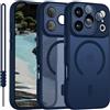 YUANDMI Cover Magnetica per iPhone 17 Pro Compatibile con MagSafe, Custodia Per iPhone 17 Pro Traslucida Opaca Case Ultra-Sottile Silicone Anti-Scivolo Resistente ai Graffi, Blu Scuro