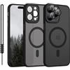 YUANDMI Cover Magnetica per iPhone 14 Pro con MagSafe, Custodia Per iPhone 14 Pro Traslucida Opaca Case Ultra-Sottile Silicone Anti-Scivolo Resistente ai Graffi, Nero