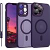 YUANDMI Cover Magnetica per iPhone 13 Pro Max Compatibile con MagSafe, Custodia Per iPhone 13 Pro Max Traslucida Opaca Case Ultra-Sottile Silicone Anti-Scivolo Resistente ai Graffi, Viola Scuro