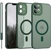 YUANDMI Cover Magnetica per iPhone 12 Compatibile con MagSafe, Custodia Per iPhone 12 Traslucida Opaca Case Ultra-Sottile Silicone Anti-Scivolo Resistente ai Graffi, Verde Scuro