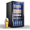 TRIUMPHKEY Frigorifero per Bevande 90 L con Porta in Vetro, Mini Frigo per 128 Lattine, Ripiani Regolabili per Birra, Vino e Bibite, Ideale per Casa, Bar e Ufficio