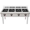 GrecoShop Fornello Professionale a Gas 4 Fuochi in Acciaio Inox con Supporto regolabile in Altezza-Cucina Industriale per Ristoranti, Pizzerie e Catering, Bruciatori, Struttura Professionale