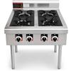 GrecoShop GreoShop Fornello Professionale a Gas 4 Fuochi in Acciaio Inox con Supporto regolabile in Altezza-Cucina Industriale per Ristoranti, Pizzerie e Catering, Bruciatori, Struttura Professionale