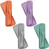 REBECCAHOWARD 4 Set Posate da Campeggio,Set Posate Viaggio con Custodia Posate Riutilizzabili con Custodia,Coltello Cucchiaio Forchetta,kit posate portatile per Ufficio Scuola Viaggi
