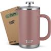 Campo Libre.® GIORGIO - French Press in Acciaio Inossidabile, Doppia Parete Isolata - Caffettiera Francese con Filtro di Ricambio - Lavabile in Lavastoviglie - Rosa, 600ml