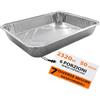G.M. DISTRIBUZIONE GM - 50 Contenitori in Alluminio 6 Porzioni 2320 cc Senza Coperchio, Vaschette Rettangolari Grandi per Forno e Congelatore, Gastronomia, Catering e Asporto - 31,5×21,4×4,3h cm