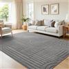 Topfinel Tappeto da Soggiorno Moderno Grigio 200x290 cm, Lavabile, Pelo Corto, Grande, Morbido, Soffice, Antiscivolo, Effetto 3D, Effetto Pelliccia Durevole, per Camera da Letto, Sala da Pranzo