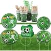 Vexillic Forniture per Feste di Calcio, 200 Pezzi Calcio Stoviglie per Feste di Compleanno Addobbi Compleanno Bambino Include Piatti Tazze Tovaglioli 25 Ospiti