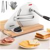 Huanyu Affettatrice manuale per pane con spessore regolabile da 0 a 2 cm Affettatrice pieghevole per pane a lievitazione naturale con ventose (Bianco)