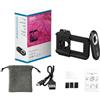 NiuLumea Kit obiettivo microscopio 3 in 1 per smartphone con luce LED, lente macro per fotocamera con ingrandimento 100X/150X/200X, per iPhone e