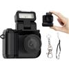 Plyisty Mini Fotocamera Portachiavi, Fotocamera Piccola da 1080P 2MP, con Base di Ricarica, Piccola Videocamera, con Flash LED
