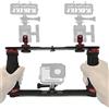 AUXPhome Supporto per stabilizzatore subacqueo in lega di alluminio, supporto per luce video, luce subacquea, supporto con due maniglie a sfera da 2,5 cm per action cam e qualsiasi altra fotocamera con foro