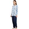 Viterbo Biancheria CDL247 - Pigiama Donna Cotone Due Pezzi Taglie Calibrate con Manica Lunga, Pigiama Donna con Bottoni Davanti Lungo dalla 2XL alla 4XL (L, Sugar Blue Lady)