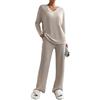 Joligiao Pigiama Donna Pigiami Due Pezzi Camicia a Maniche Lunghe con Scollo a V e Pantaloni Lungo Leggero Casual Loungewear Set Traspiranti Pigiama da Casa Nero S