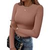 Hotouch Maglietta Donna Manica Lunga Elegante Girocollo Maglia Sexy Slim Fit T-Shirt Basic Tinta Unita Tops Elasticizzato Termica Sottoscrubs