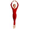 Carnavalife Bodies da ballo per balletto, tuta a maniche lunghe con cerniera, body nude per ginnastica sportiva ritmica, tutina da bambina elastica ballerina yoga 1-12 anni, rosso, 4-6 Anni