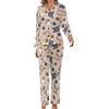 KWQDOZF Gatti con Palla di Lana 2 Pezzi iama per Le Donne Set Accogliente Raso Manica Lunga iama da Notte Abbigliamento da Notte Loungewear