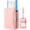 VULKIT Porta Passaporto con Etichetta per Bagaglio Portadocumenti da Viaggio con Protezione RFID per Uomo e Donna, Rosa