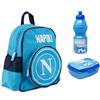 PRESTIGE & DELUXE Zaino asilo Napoli azzurro per bambini Dimensioni: 24x10x30 cm + Borraccia sport 400 Millilitri, Bpa Free + Portapranzo in pvc per bambini