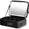 Generic Beauty case portatile - Grande pochette per trucchi - Versatile grande capacità borsa da viaggio per cosmetici con specchio e luci per borsa da viaggio, Nero , L, Unisex