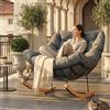 FLEXISPOT Sedia a Dondolo da Giardino, Poltrona Relax Ergonomica con Poggiatesta Imbottito, Struttura in Metallo Robusta, per Balcone, Terrazza e Soggiorno
