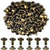 Aohyue 100 Pezzi Rivetto in Pelle Rivetti Doppio Cappuccio Rivetto per Cuoio Tubular Bottoni a Pressione Tubolare Rivettato Viti in Metallo per DIY Lavori Pelle Jeans Scarpe Giacche Borsa Riparazioni, Bronzo