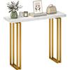HOMCOM Consolle, tavolo da ingresso, consolle con piano in finto marmo, struttura in acciaio, stile moderno e raffinato, terminale per divano da salotto, 100 x 30 x 78,5 cm, bianco e oro