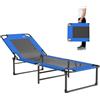 Outsunny Lettino Prendisole Pieghevole con Schienale Reclinabile 4 Livelli, Sdraio da Giardino con Seduta Traspirante in Texteline, Maniglie, per Spiaggia Piscina Giardino, 175x58x68 cm, Blu